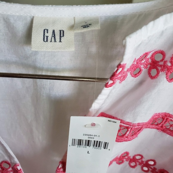 NWT Gap Peasant Top in Pink and White - Picture 3 of 5